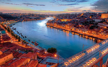 Oporto at sunset, Portugal Oporto at sunset, Portugal
